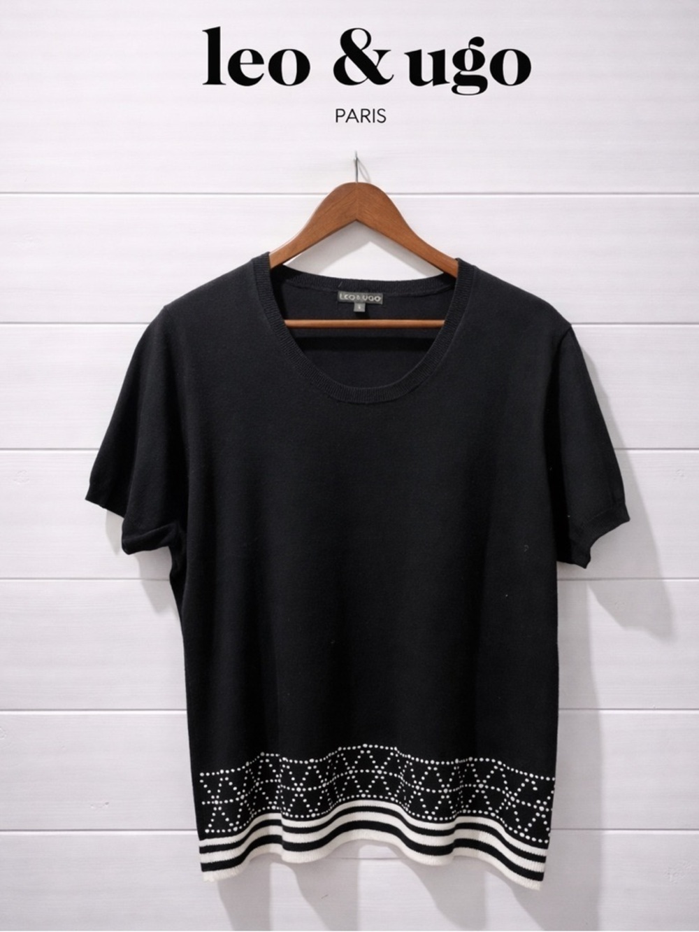 Léo & Ugo short sleeve sweater with small pearl details size 6  16/18